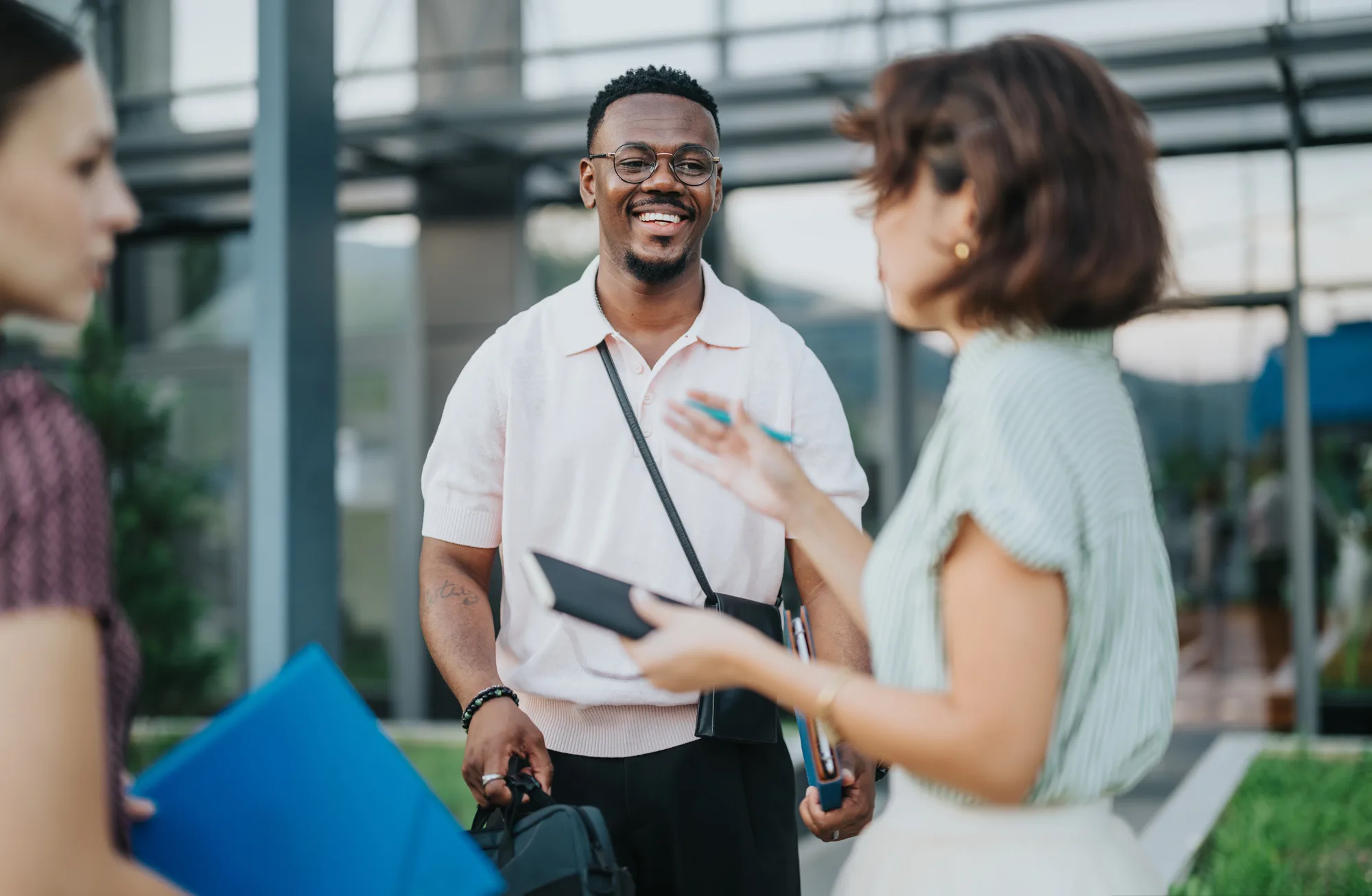 A group of young professionals networking