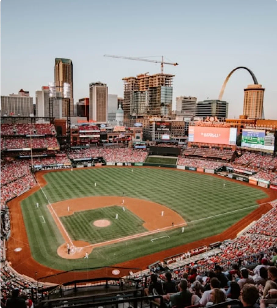 A professional baseball field in St. Louis, MO