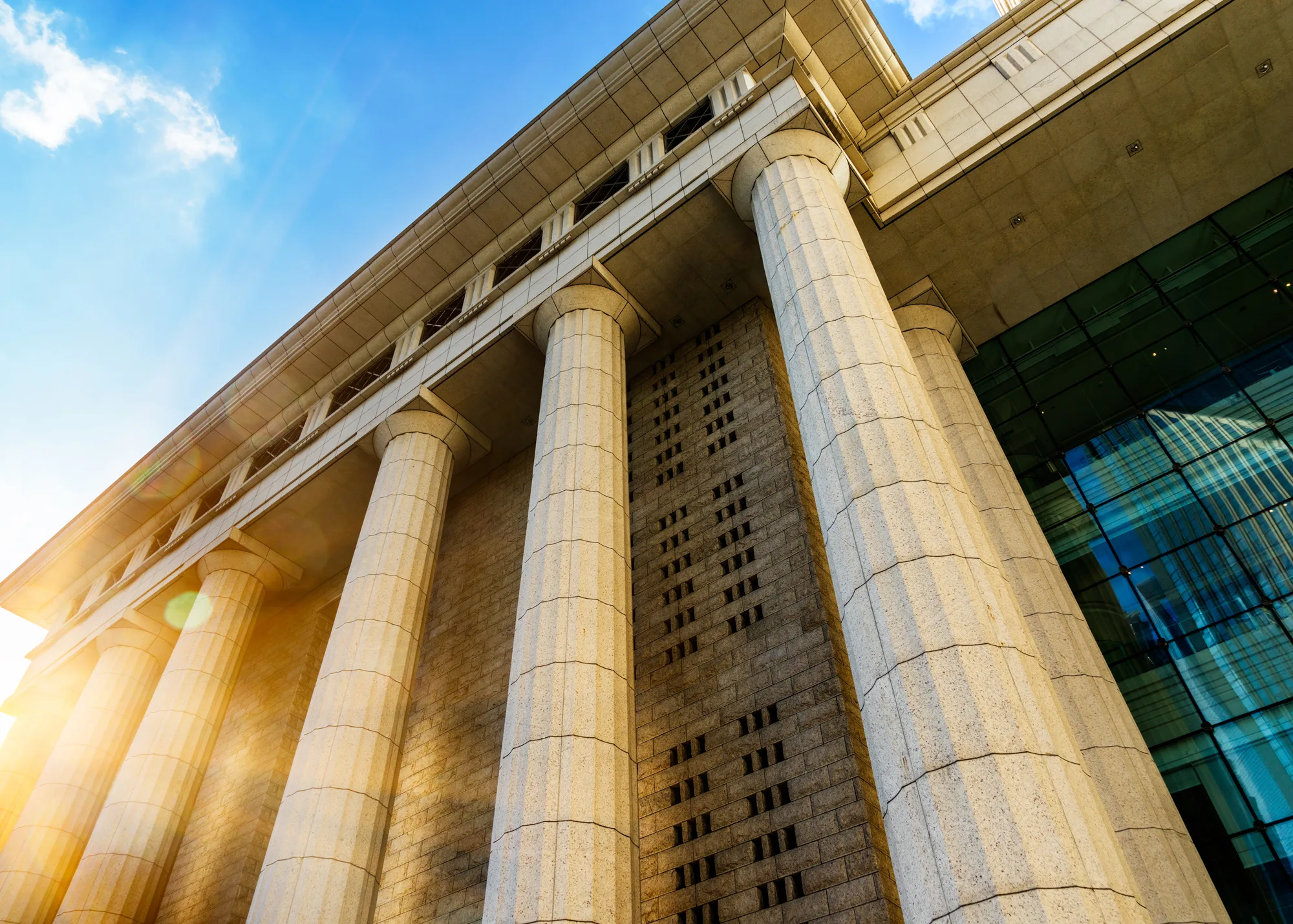 A government building at an angled view